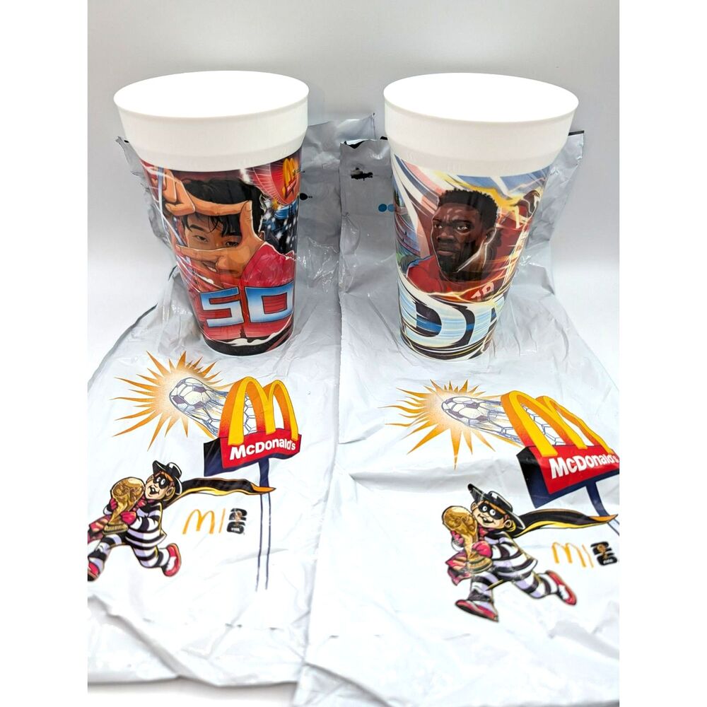 (2) FIFA McDonalds World Cup 2026 Alphonso Davies Son Heung-min Collectible Cups